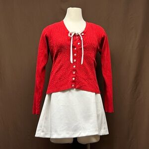Button front cable knit cardigan
